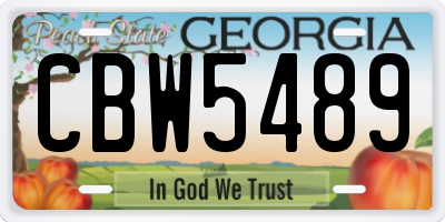 GA license plate CBW5489