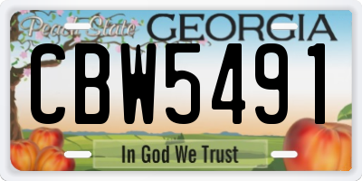 GA license plate CBW5491