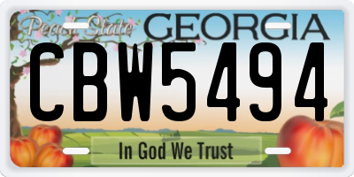 GA license plate CBW5494