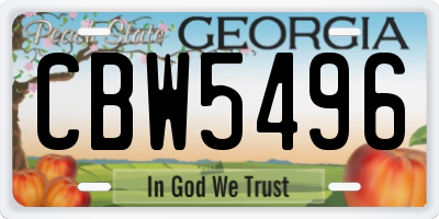 GA license plate CBW5496