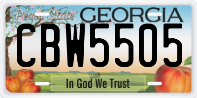 GA license plate CBW5505