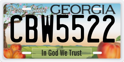 GA license plate CBW5522