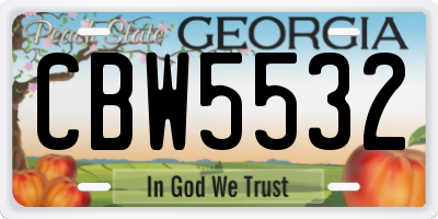 GA license plate CBW5532