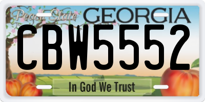 GA license plate CBW5552