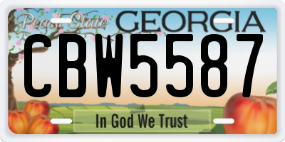 GA license plate CBW5587