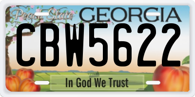 GA license plate CBW5622
