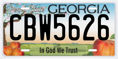 GA license plate CBW5626