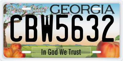 GA license plate CBW5632