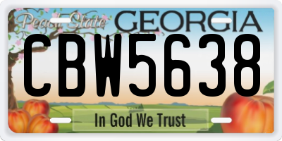 GA license plate CBW5638