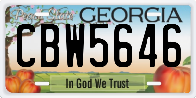 GA license plate CBW5646