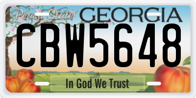 GA license plate CBW5648