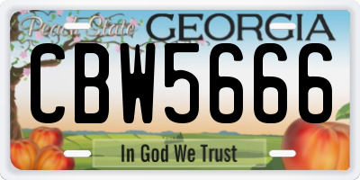 GA license plate CBW5666