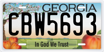 GA license plate CBW5693