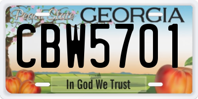 GA license plate CBW5701