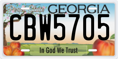 GA license plate CBW5705