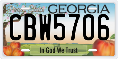 GA license plate CBW5706