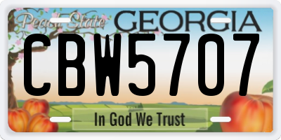 GA license plate CBW5707