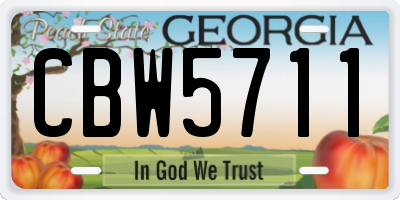 GA license plate CBW5711