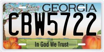GA license plate CBW5722