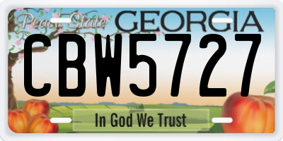 GA license plate CBW5727