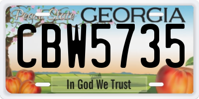 GA license plate CBW5735