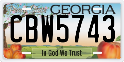 GA license plate CBW5743