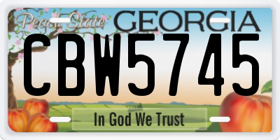 GA license plate CBW5745