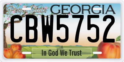 GA license plate CBW5752
