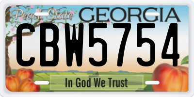 GA license plate CBW5754