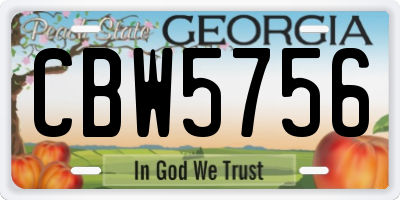 GA license plate CBW5756