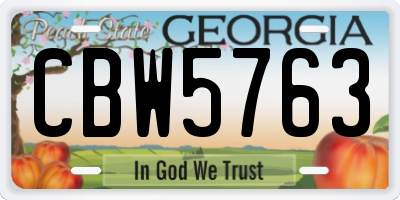 GA license plate CBW5763
