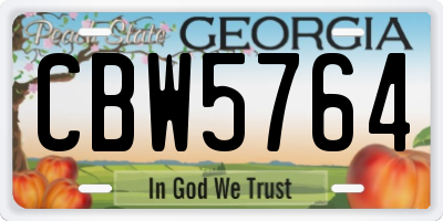 GA license plate CBW5764