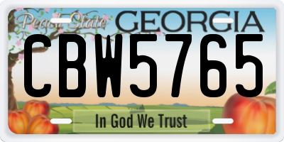 GA license plate CBW5765