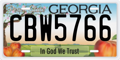 GA license plate CBW5766