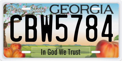 GA license plate CBW5784