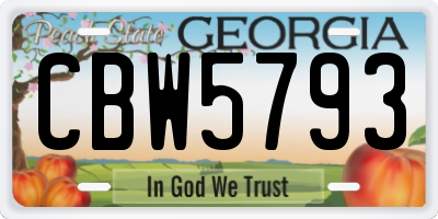 GA license plate CBW5793