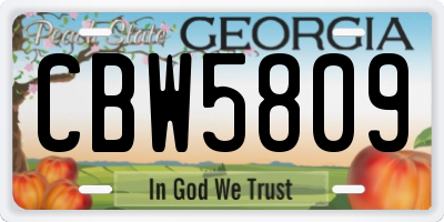 GA license plate CBW5809