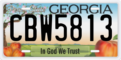 GA license plate CBW5813