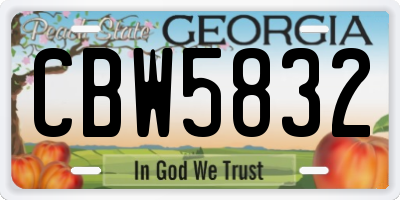 GA license plate CBW5832