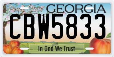 GA license plate CBW5833