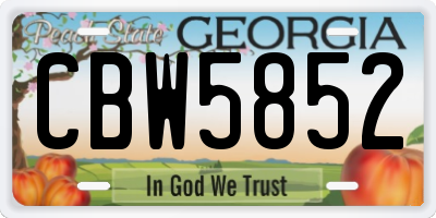 GA license plate CBW5852