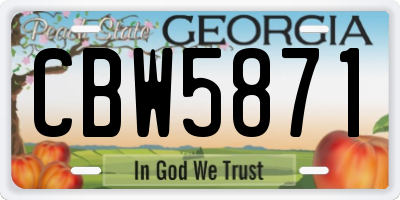 GA license plate CBW5871