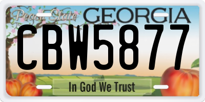 GA license plate CBW5877