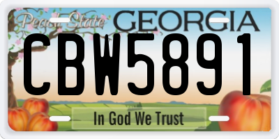 GA license plate CBW5891