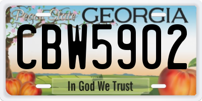 GA license plate CBW5902