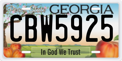 GA license plate CBW5925