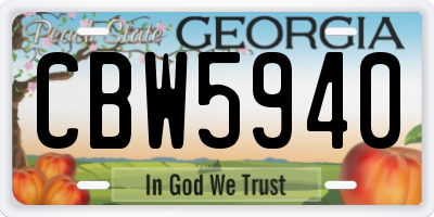 GA license plate CBW5940
