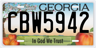 GA license plate CBW5942