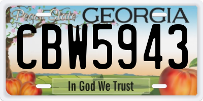 GA license plate CBW5943