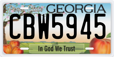 GA license plate CBW5945